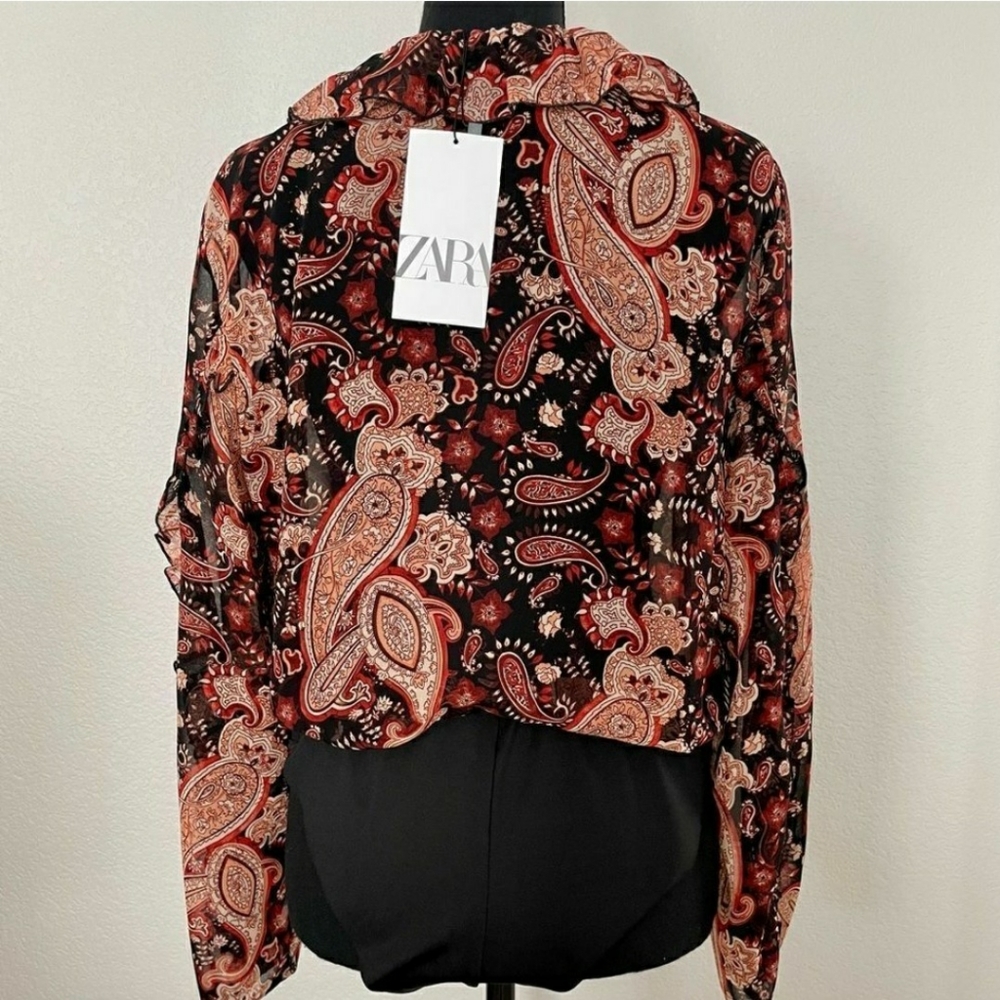 Zara Printed Ruffled Body Suit NWT - Picture 3 of 8